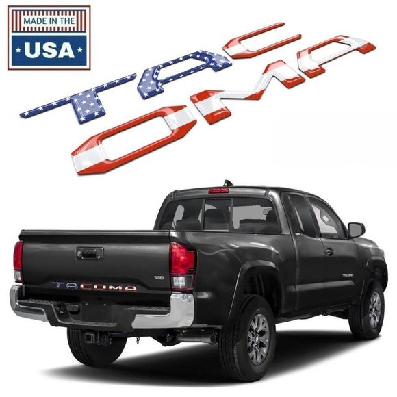 3D USA FLAG DOMED TAILGATE INSERT LETTERS TOYOTA TACOMA 2016-22 - Picture 1 of 10